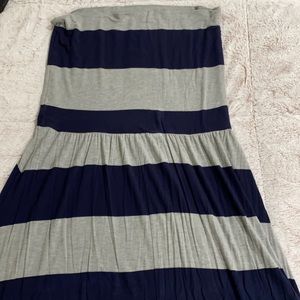 Gap maxi dress navy gray stripe